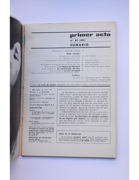 Primer Acto : revista del teatro. Nº 82, 1967