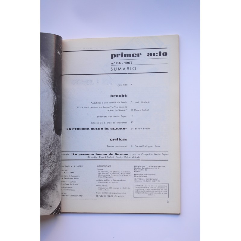 Primer Acto : revista del teatro. Nº 84, 1967