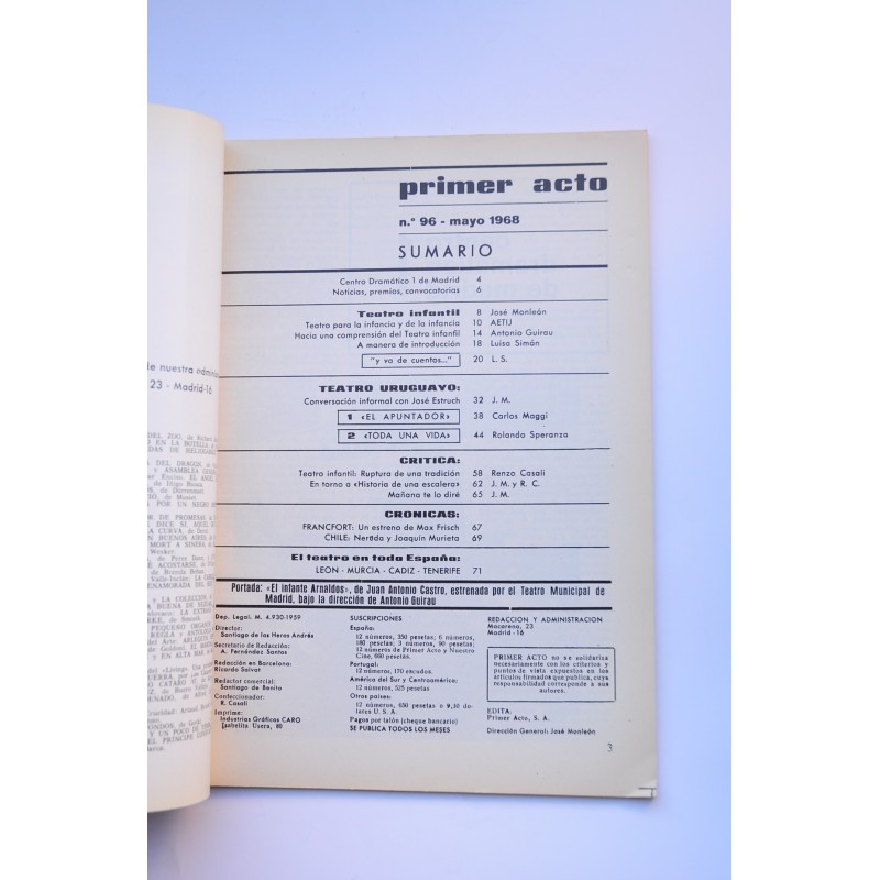 Primer Acto : revista del teatro. Nº 96, 1968