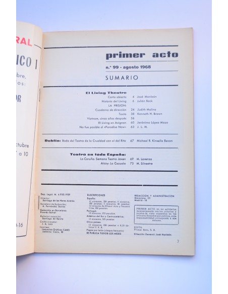 Primer Acto : revista del teatro. Nº 99, 1968