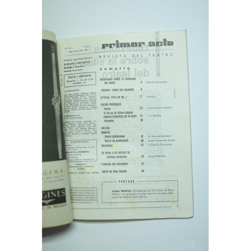 Primer Acto : revista del teatro. Nº 42, 1963