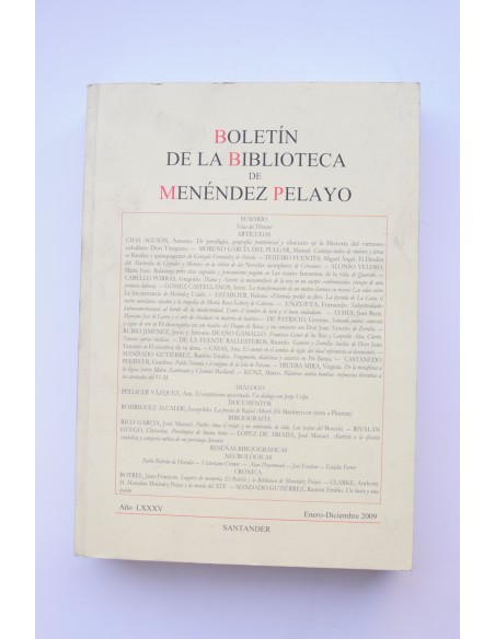Boletín de la Biblioteca de Menéndez Pelayo. Año LXXXV, enero - diciembre 2009