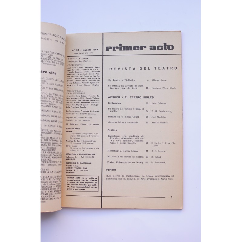 Primer Acto : revista del teatro. Nº 55, 1964