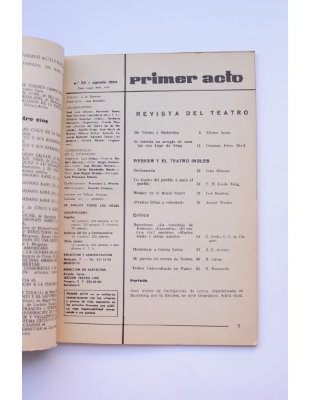Primer Acto : revista del teatro. Nº 55, 1964