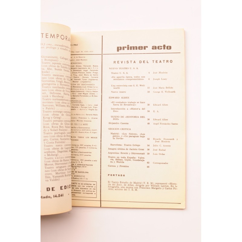 Primer Acto : revista del teatro. Nº 68, 1965