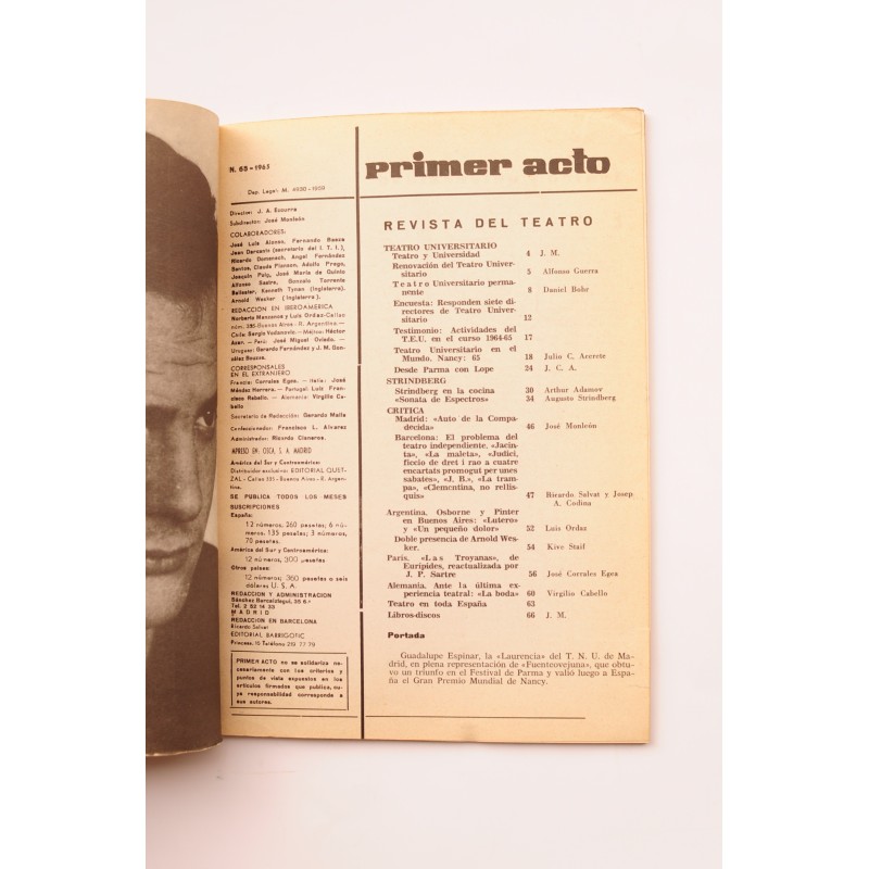Primer Acto : revista del teatro. Nº 65, 1965