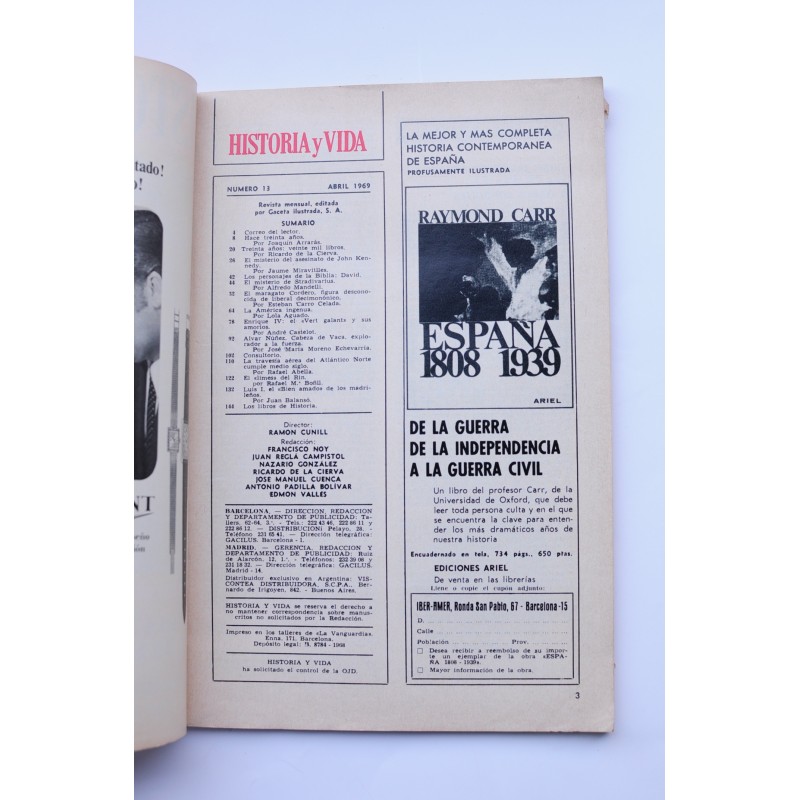 Historia y vida : revista mensual.  Año III Nº...