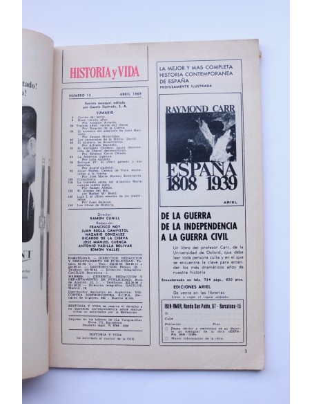 Historia y vida : revista mensual.  Año III Nº 13 (abril 1969)
