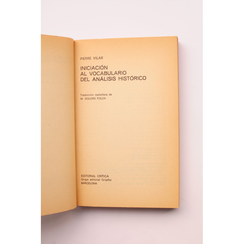 Iniciación al vocabulario del análisis histórico