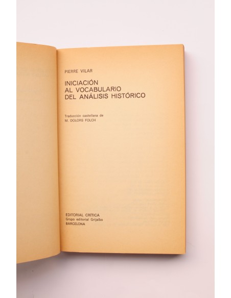 Iniciación al vocabulario del análisis histórico