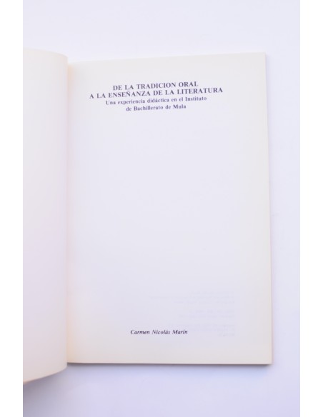 De la tradición oral a la enseñanza de la literatura