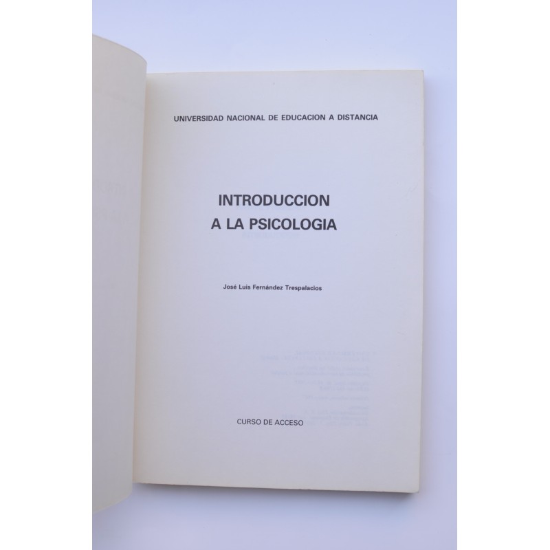 Introducción a la psicología. Curso de acceso