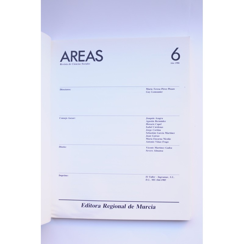 Areas : revista de ciencias sociales. Nº 6 (1986)