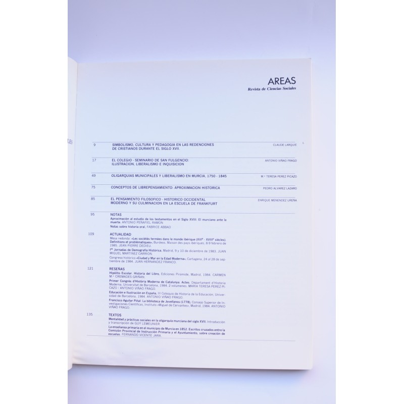 Areas : revista de ciencias sociales. Nº 6 (1986)