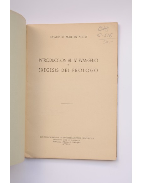 Introducción al  IV Evangelio y exégesis del prólogo