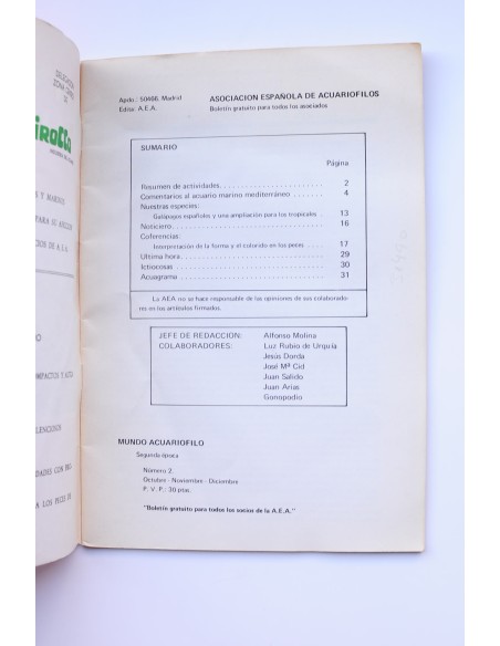 Mundo acuarófilo, nº 2. Segunda época, 1978