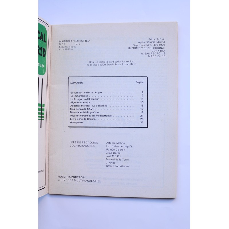 Mundo acuarófilo, nº 4. Segunda época, 1979
