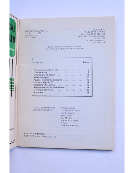 Mundo acuarófilo, nº 4. Segunda época, 1979