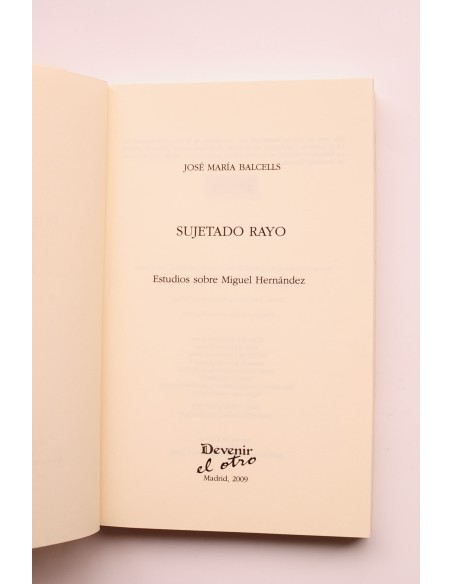 Sujetado Rayo. Estudios sobre Miguel Hernández
