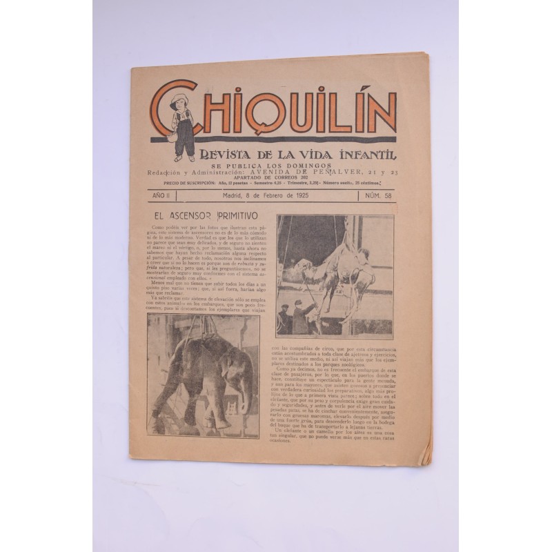 Chiquilín. Año II. Madrid 8 de febrero de 1925. nº 58