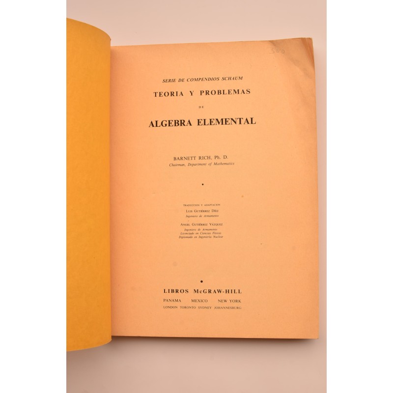 Teoría y problemas de álgebra elemental