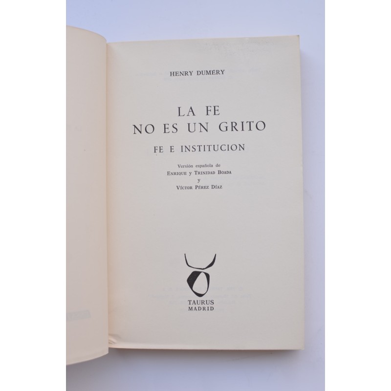 La Fe no es un grito. Fe e institución