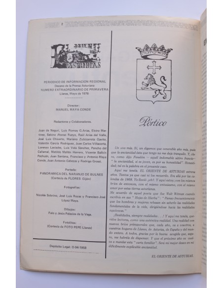 El Oriente de Asturias. Marzo 1976. Número extra