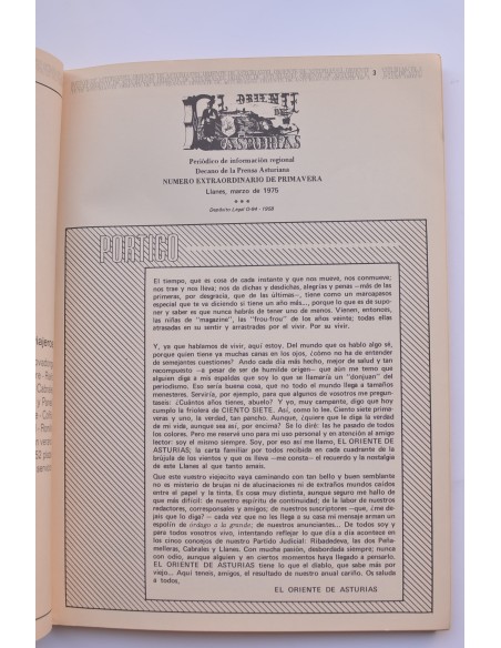 El Oriente de Asturias. Marzo 1975. Número extra