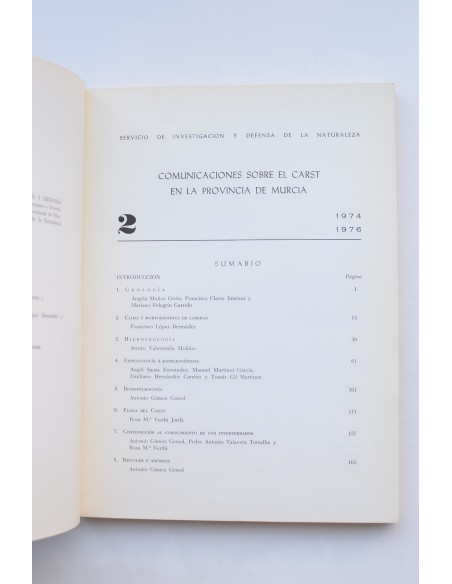 Comunicación sobre el Carst en la provincia de Murcia. nº 2 1974 - 1976. Revolcadores