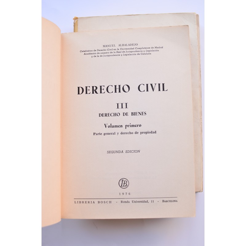 Derecho civil. III. Derecho de bienes