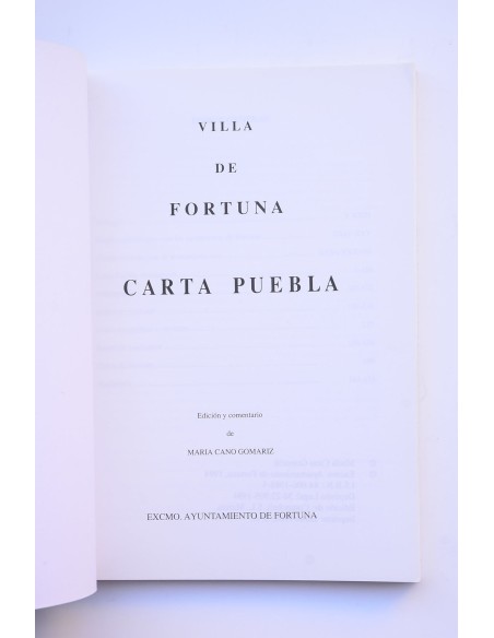 Villa de Fortuna. Carta Puebla