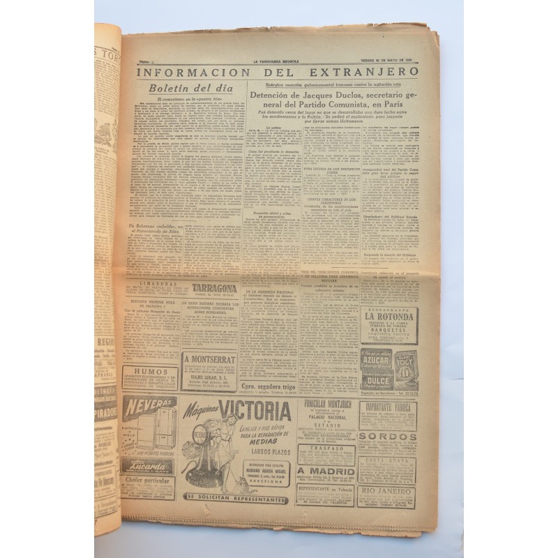 La Vanguardia : diario. Jueves 30 de mayo de 1952