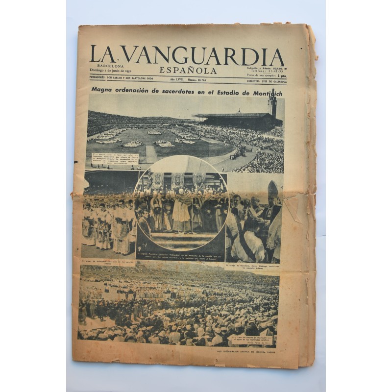 La Vanguardia : diario. Domingo, 1 de junio de 1952