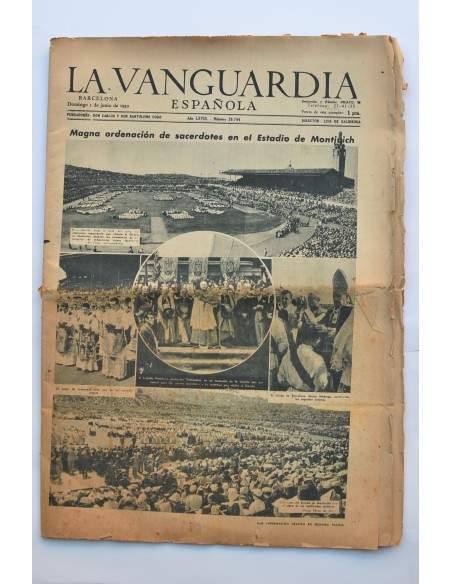 La Vanguardia : diario. Domingo, 1 de junio de 1952