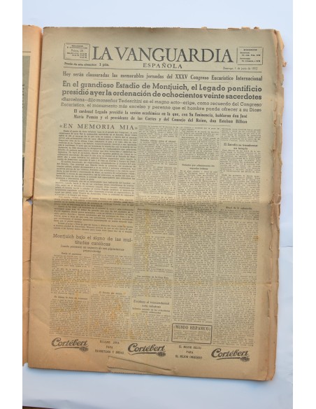 La Vanguardia : diario. Domingo, 1 de junio de 1952