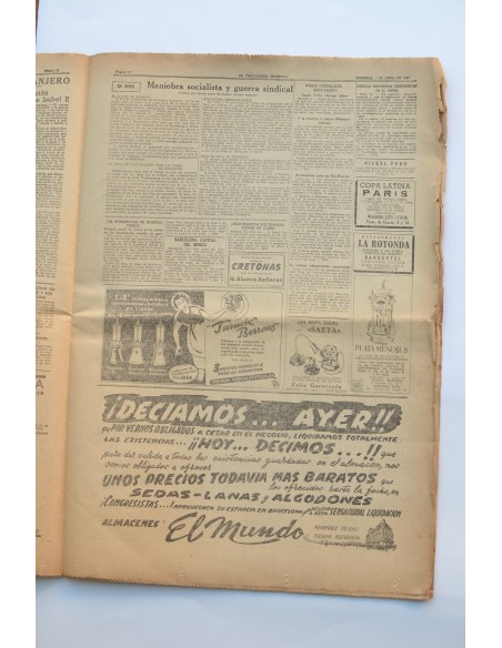 La Vanguardia : diario. Domingo, 1 de junio de 1952