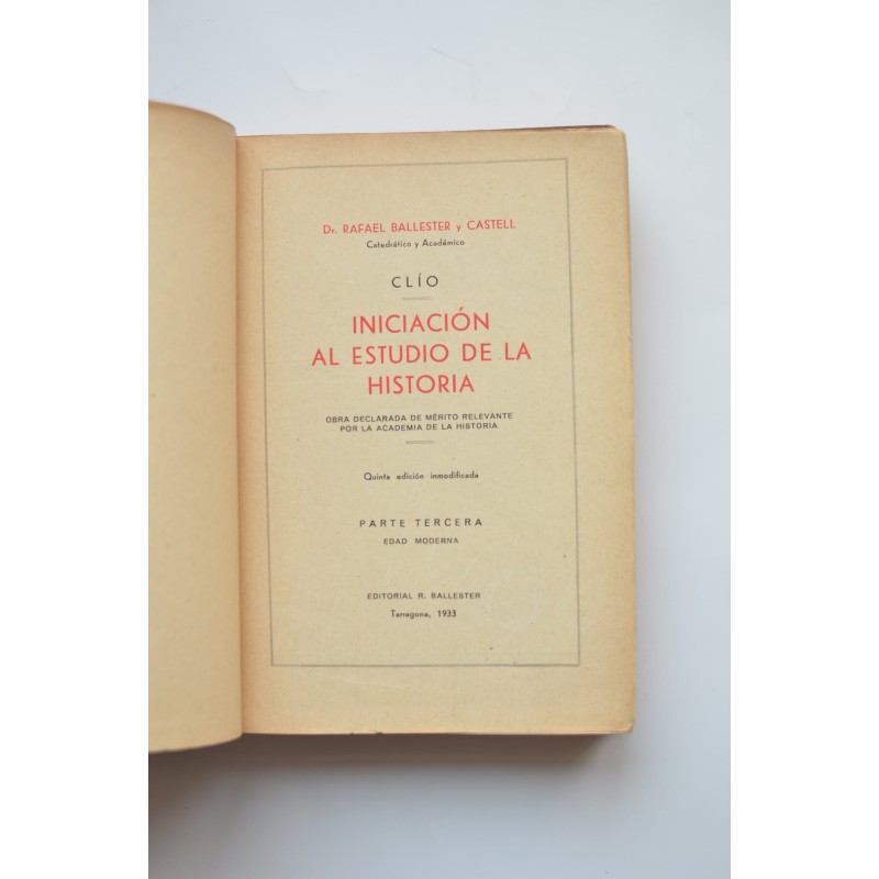 Clío. Iniciación al estudio de la historia....