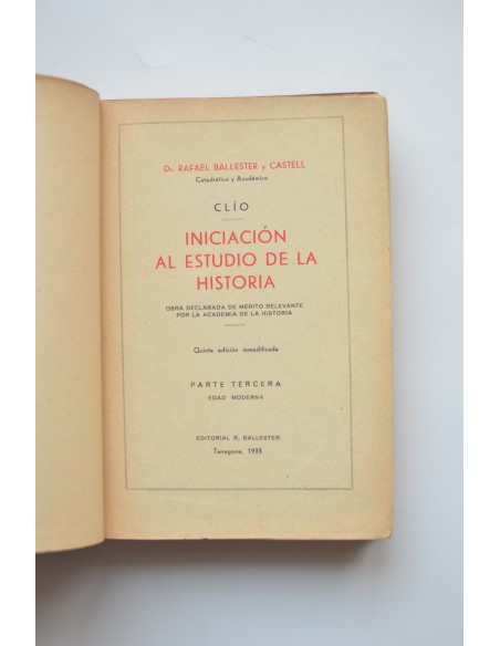 Clío. Iniciación al estudio de la historia. Parte tercera. Edad Moderna