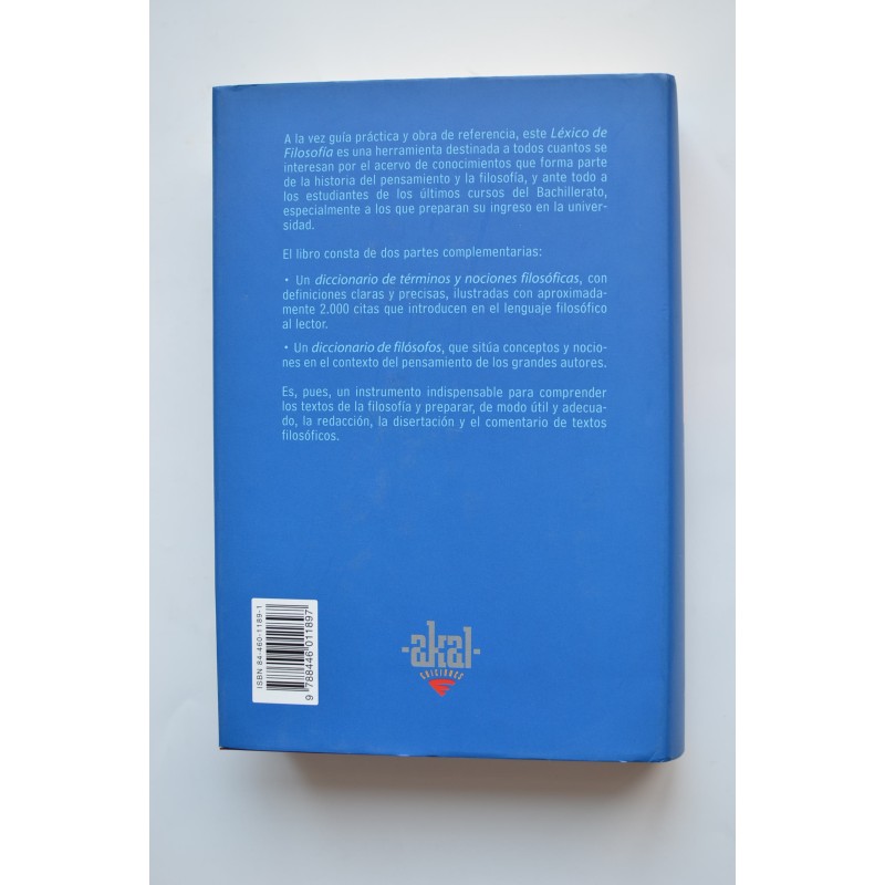 Léxico de filosofía. Los conceptos y los...