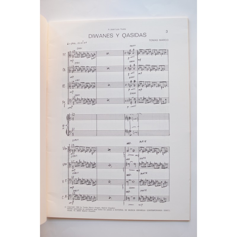 Diwanes y Qasidas. Para grupo instrumental