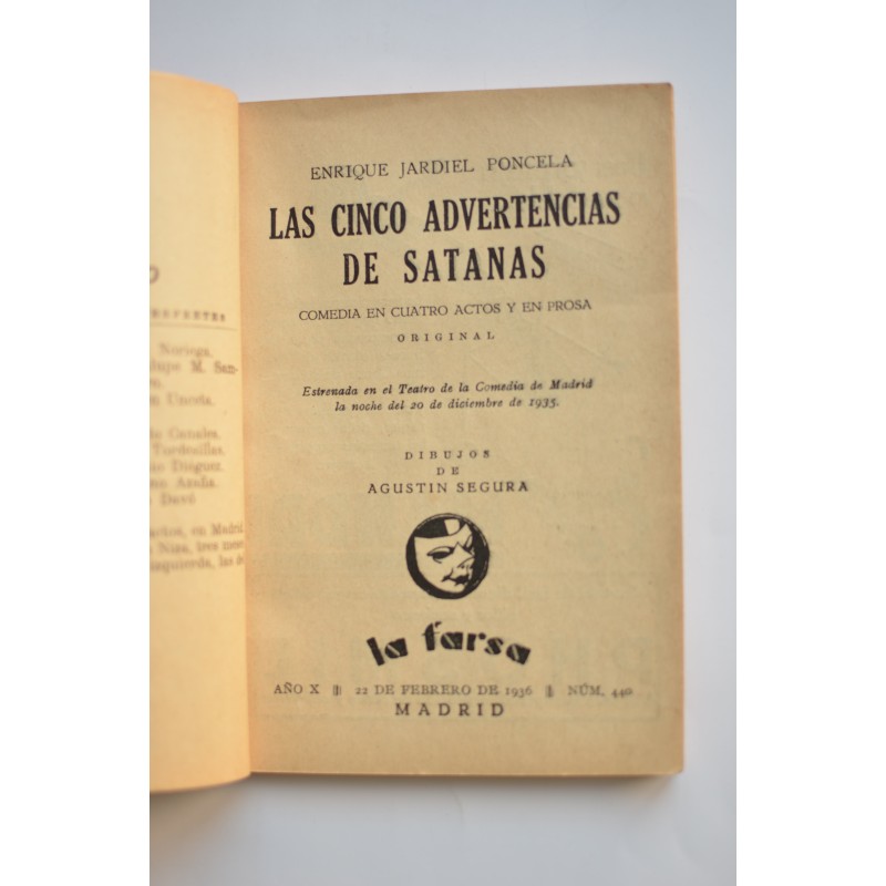 Las cinco advertencias de Satanás :  comedia en...