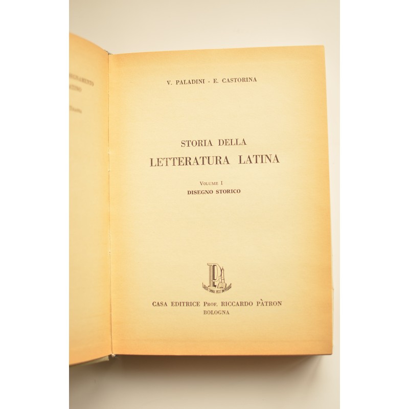 Storia della letteratura latina Vol. I. Disegno...