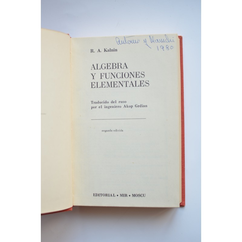 Álgebra y funciones elementales