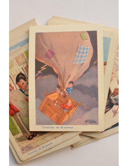 Aventuras extraordinarias de Cañete, Clorato y su fiel Pum. Cromos chocolates Amatller