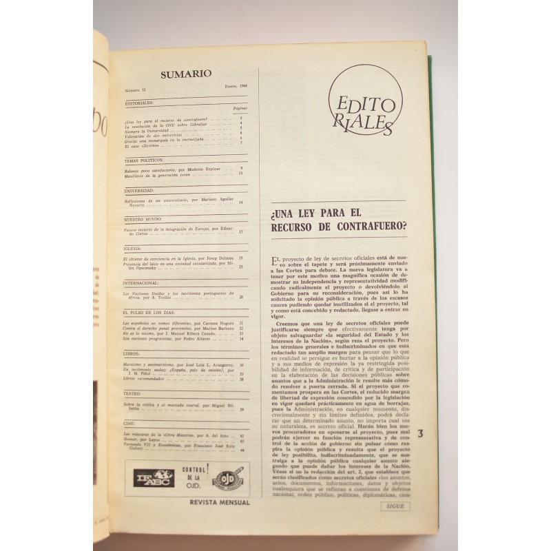 Cuadernos para el Diálogo. Nº 52 (enero 1968),...