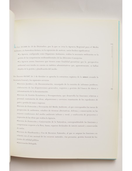 Agencia Regional para el Medio Ambiente y La Naturaleza. Memoria 1988 - 1989