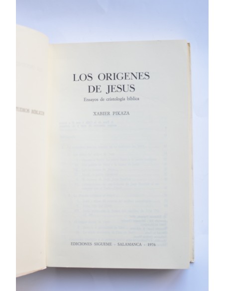 Los orígenes de Jesús. Ensayos sobre Cristología bíblica
