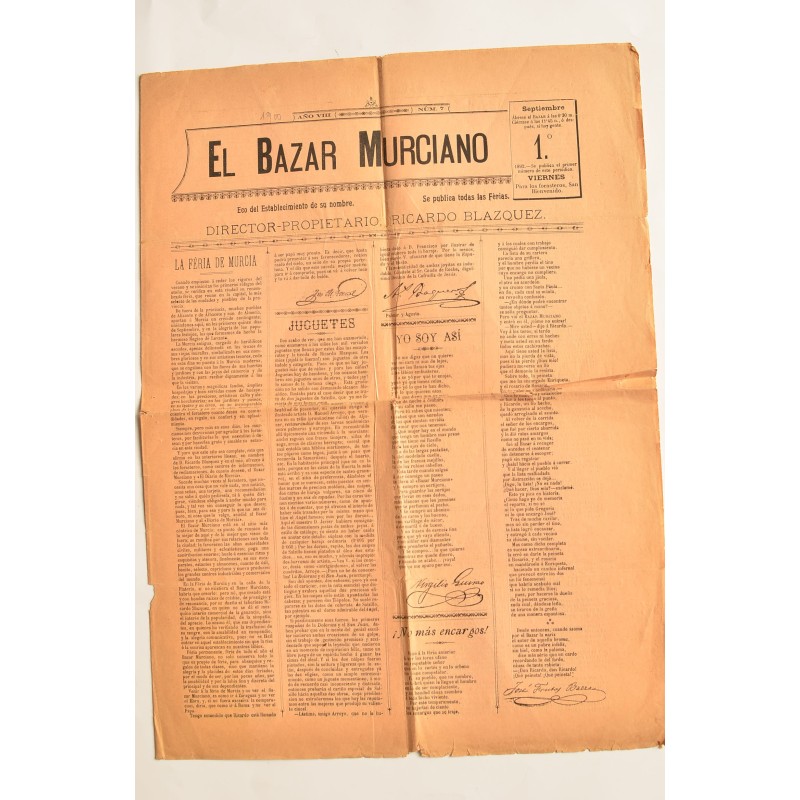 El Bazar Murciano. Año VIII. nº 7, 1 septiembre, 1898