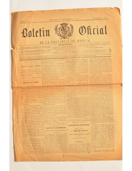 Boletín oficial de la provincia de Murcia.Nº 306. Miércoles 28 de Diciembre de 1904