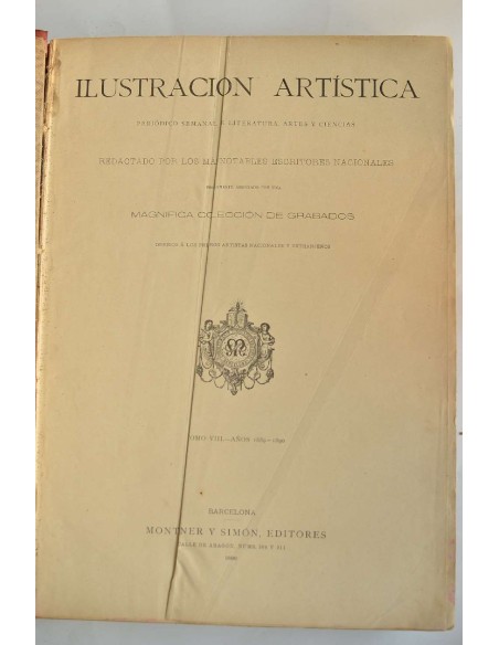 Ilustración artística. Periódico semanal de literatura, artes y ciencias. Del nº  336, enero 1889 al nº 443 junio 1890